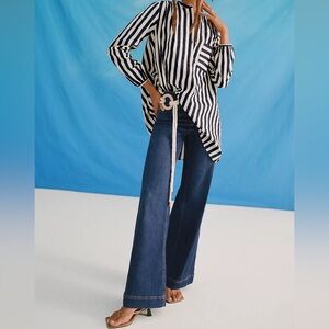 Maeve by Anthropologie - the Jada high rise wide leg jean - denim dark wash